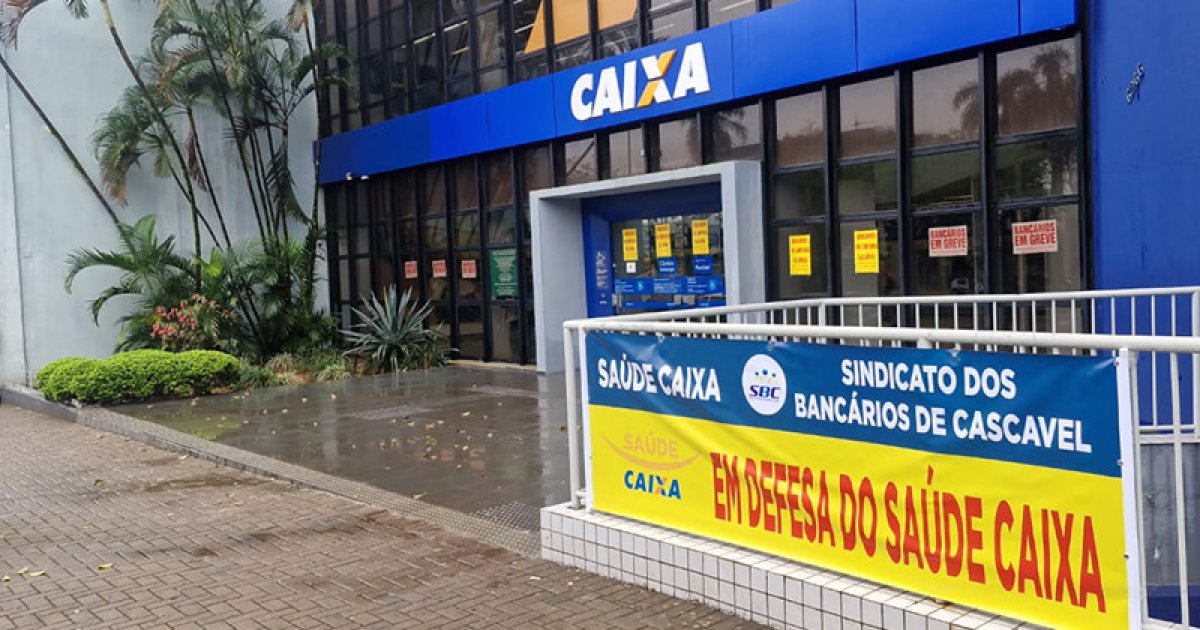 Agências da Caixa e do BB estão fechadas em greve em Cascavel