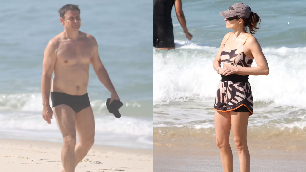Murilo Rosa e Fernanda Tavares aproveitam manhã de sol na Barra