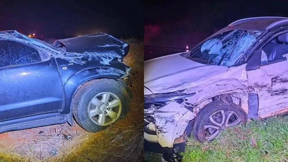 Colisão entre carro e caminhonete deixa mulher ferida em Bandeirantes