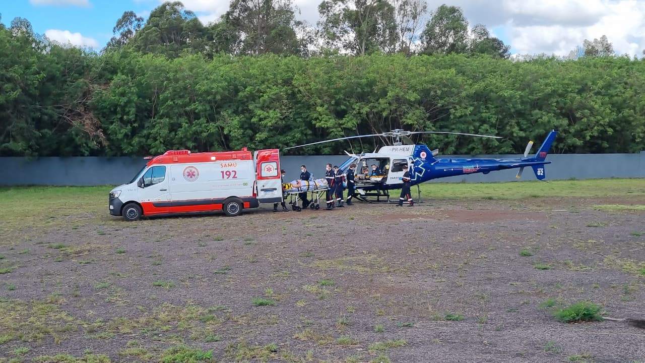 Mulher é transferida de helicóptero para o HUOP após acidente em Jesuítas