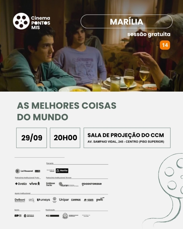 Cinema Pontos MIS exibe filme gratuito nesta terça-feira em Marília