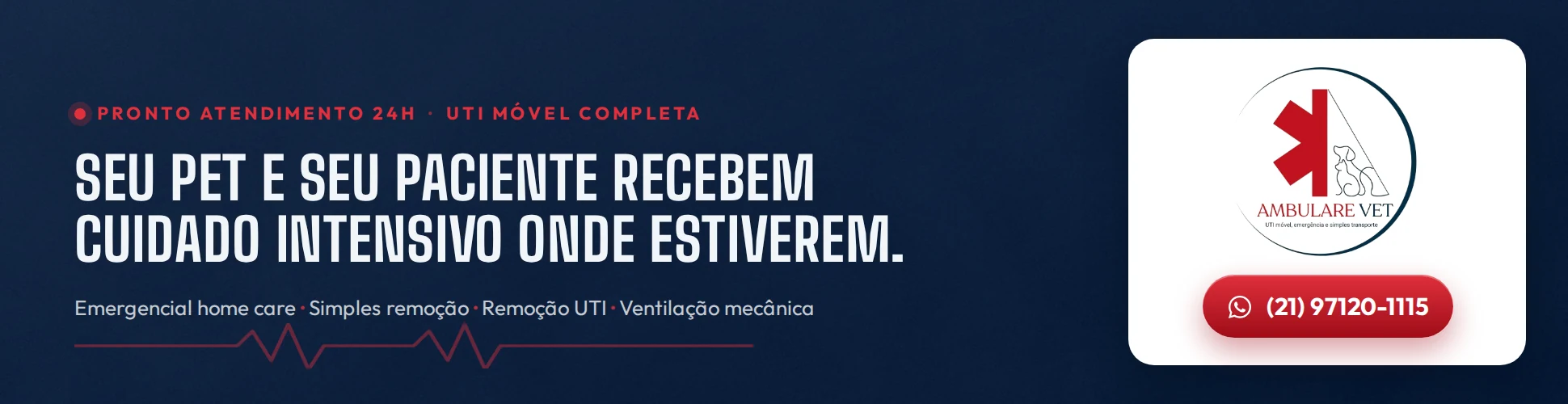 Ambulare Vet: seu pet em emergencia nao pode esperar fila. Plantao 24 horas. WhatsApp (21) 97120-1115.