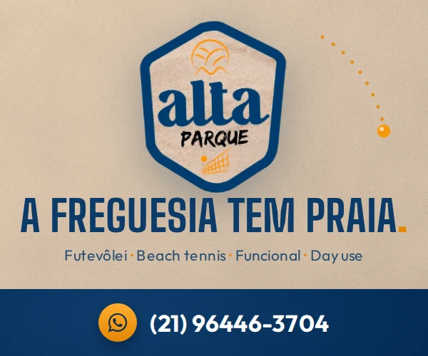 Alta Parque: futevolei, beach tennis, funcional e day use na Freguesia. WhatsApp (21) 96446-3704.